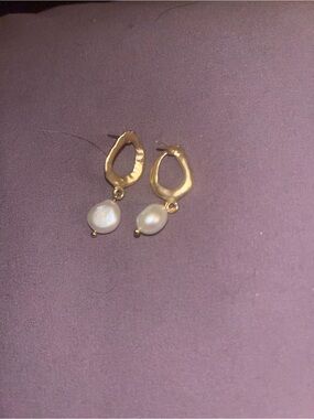 Gold Pearl Drop Earrings - Women Jewelry